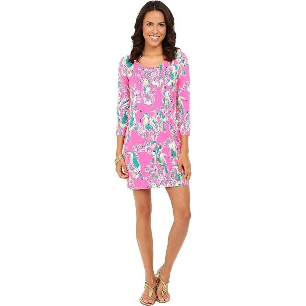 Lilly Pulitzer Beacon Shift Dress S Pink‎ Dragon Fruit Toucan Tropical Resort